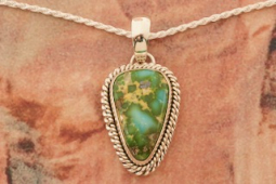 Artie Yellowhorse Genuine Sonoran Gold Turquoise Sterling Silver Pendant